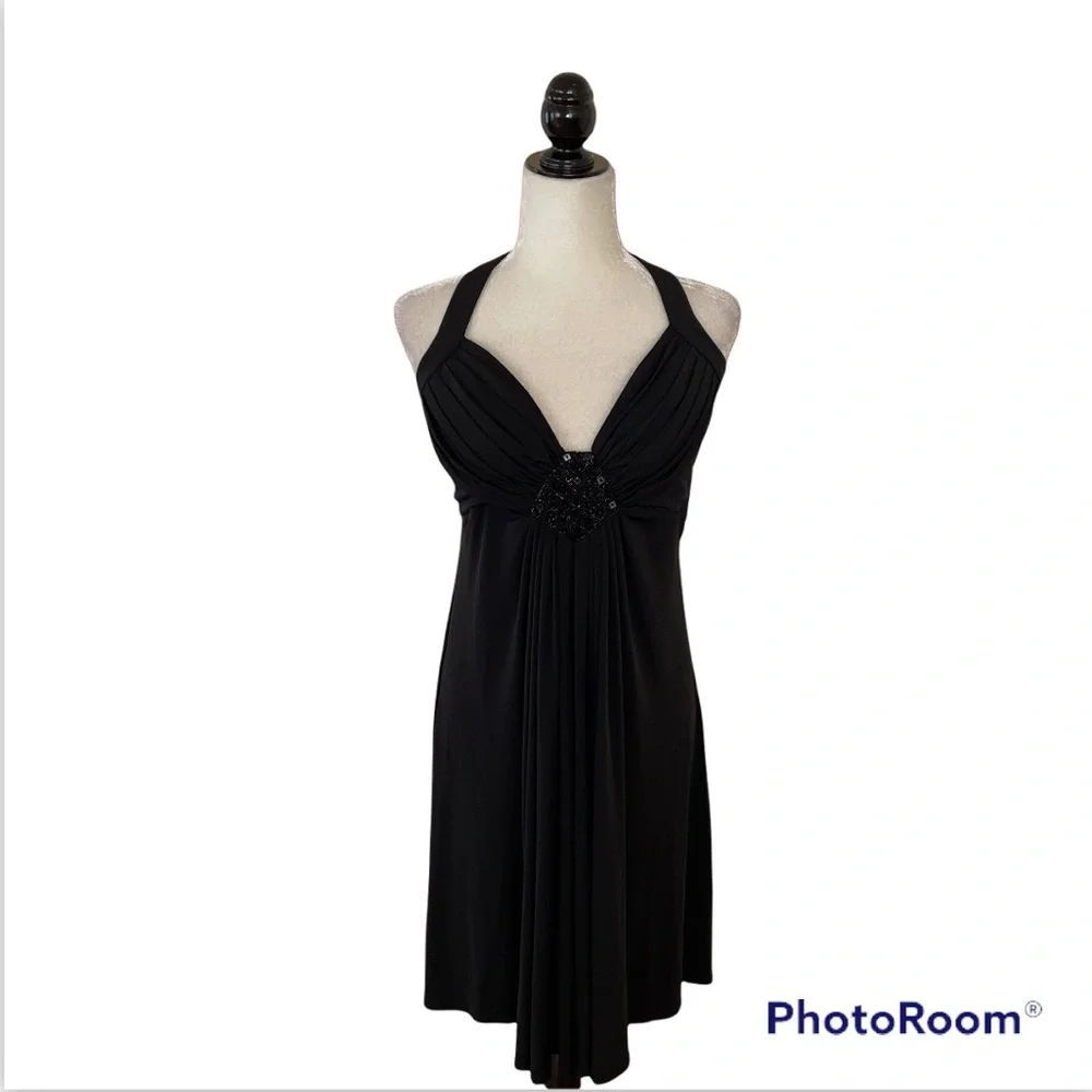 Maggy Long Black Halter Dress - Picture 1 of 6